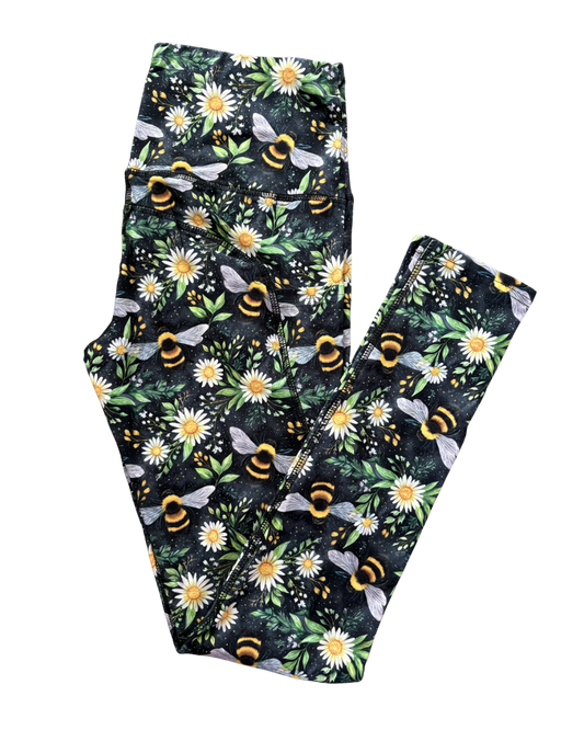 Enchanted Bee Garden full length thigh pocket leggings