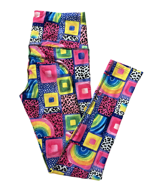 Patchwork Pop full length thigh pocket leggings