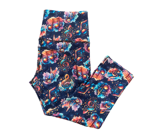 Musical Notes thigh pocket Capri leggings